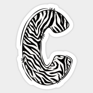 Zebra Letter C Sticker